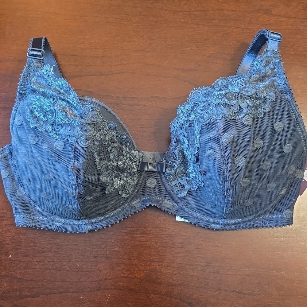 NWT Adore Me Slate Lace and Polka Dot Bra